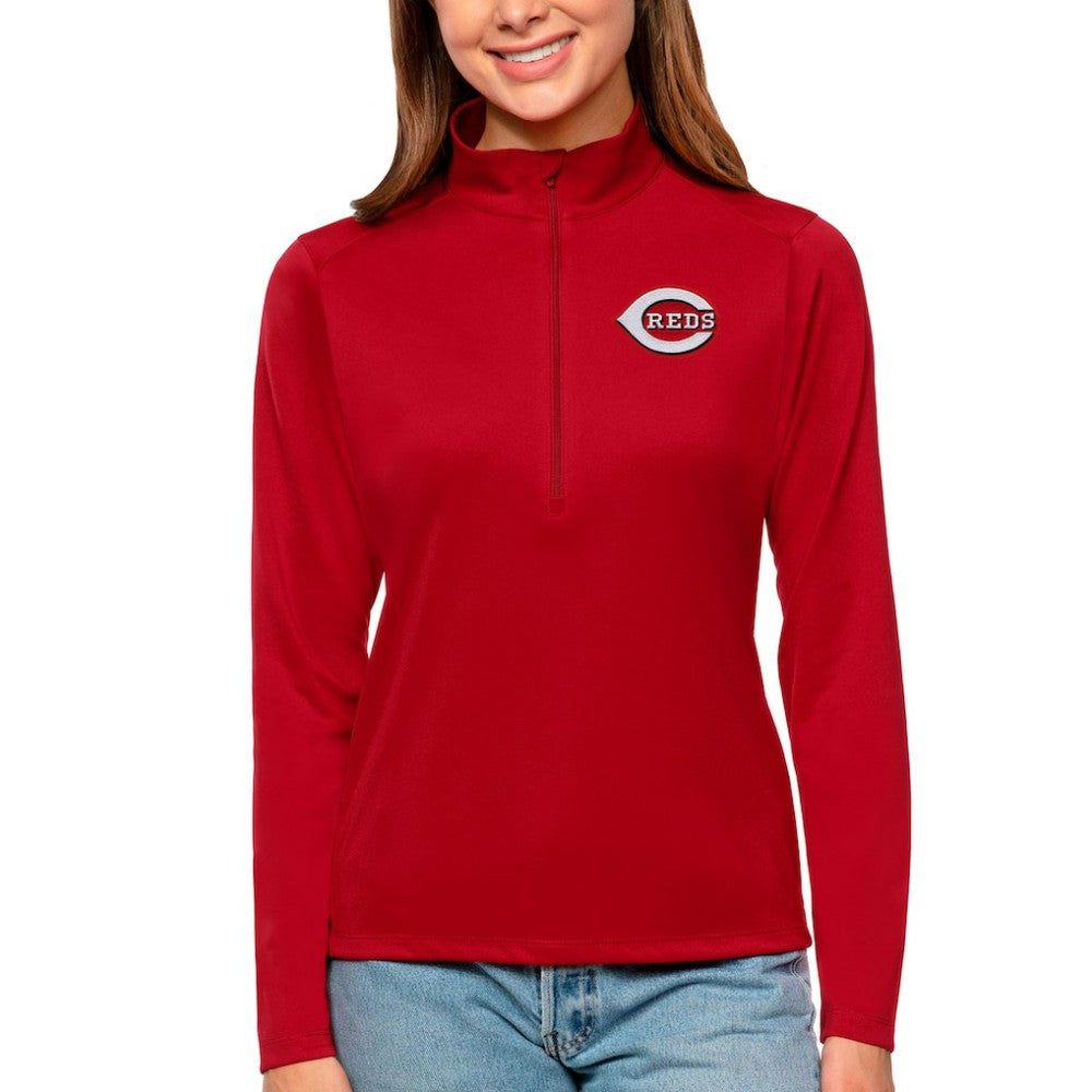 Cincinnati Reds Antigua Women's Tribute Quarter-Zip Pullover Top - Red
