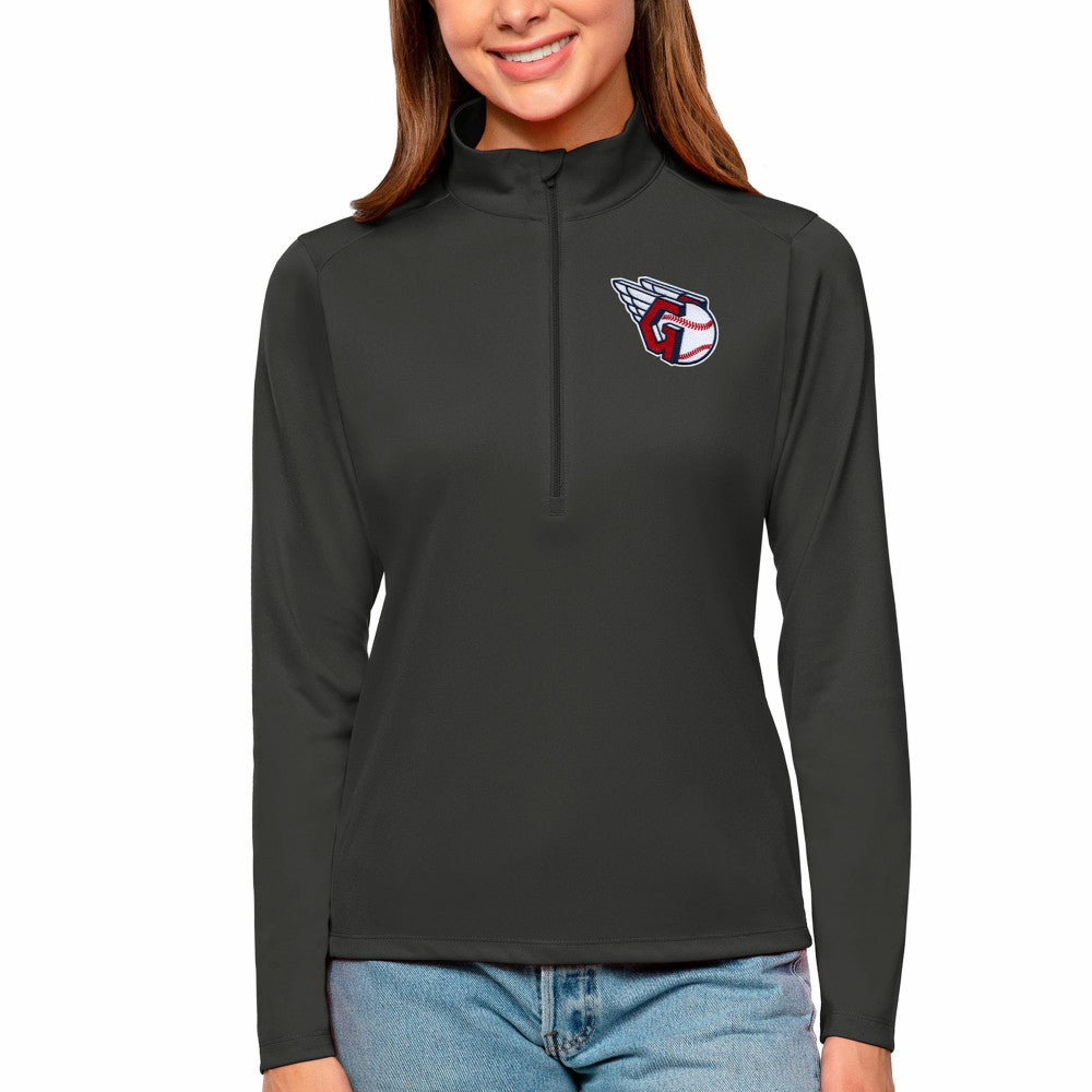 Cleveland Guardians Antigua Women's Tribute Quarter-Zip Pullover Top - Charcoal