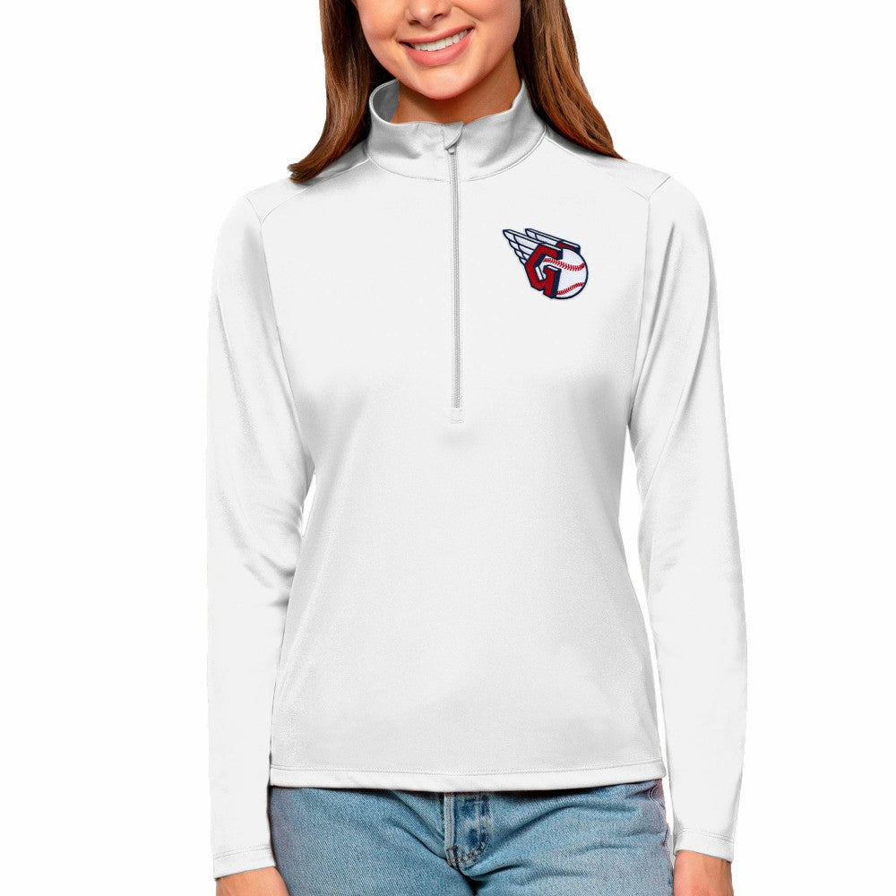 Cleveland Guardians Antigua Women's Tribute Quarter-Zip Pullover Top - White