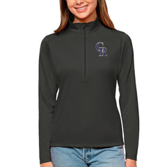 Colorado Rockies Antigua Women's Tribute Quarter-Zip Pullover Top - Charcoal