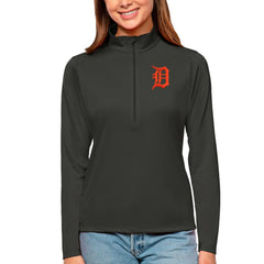 Detroit Tigers Antigua Women's Tribute Quarter-Zip Pullover Top - Charcoal
