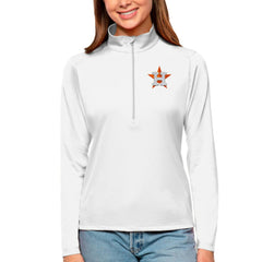 Houston Astros Antigua Women's Tribute Quarter-Zip Pullover Top - White
