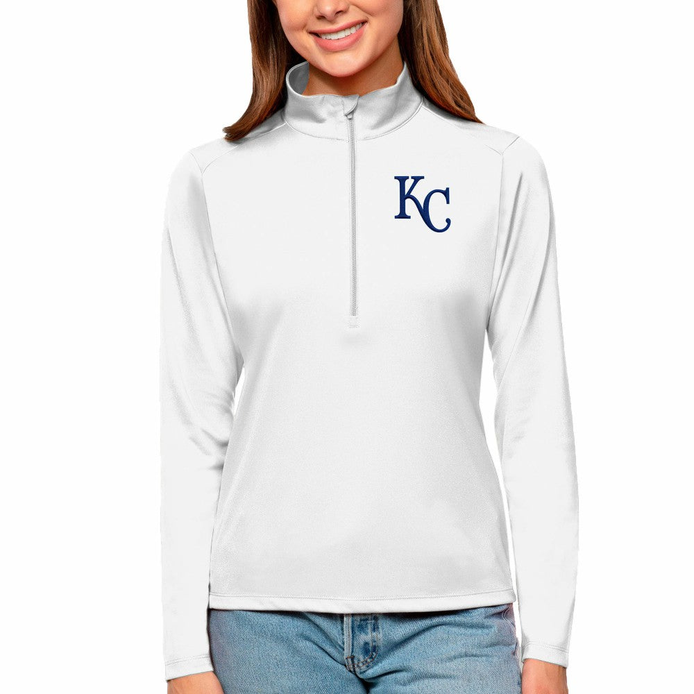 Kansas City Royals Antigua Women's Tribute Quarter-Zip Pullover Top - White