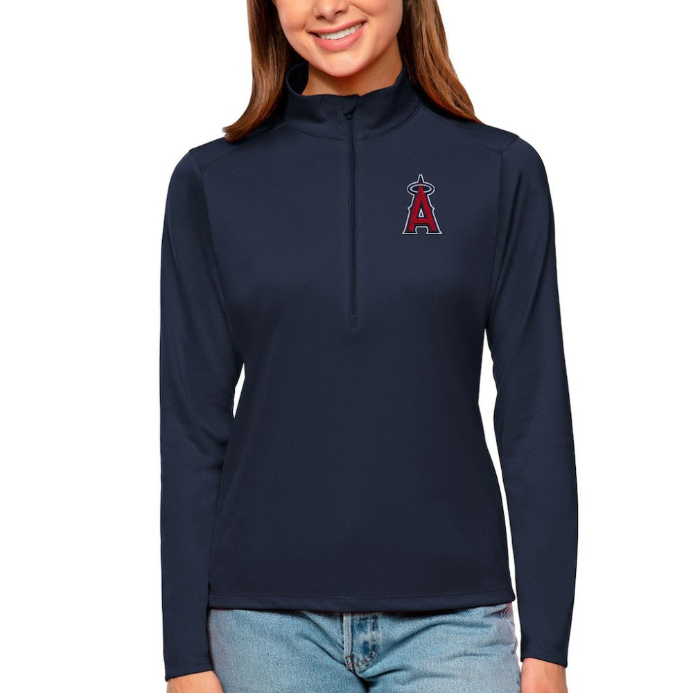 Los Angeles Angels Antigua Women's Tribute Quarter-Zip Pullover Top - Navy