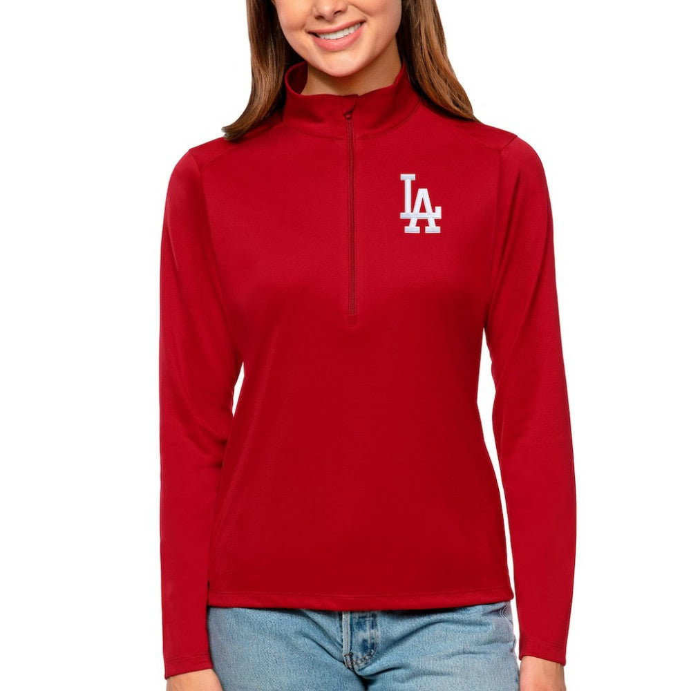 Los Angeles Dodgers Antigua Women's Tribute Quarter-Zip Pullover Top - Red
