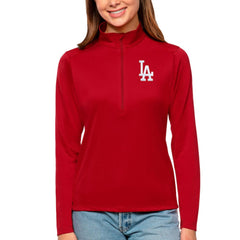 Los Angeles Dodgers Antigua Women's Tribute Quarter-Zip Pullover Top - Red