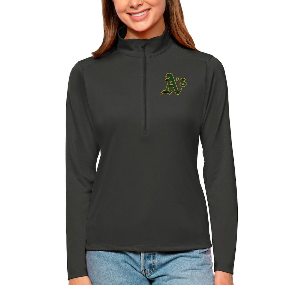 Athletics Antigua Women's Tribute Quarter-Zip Pullover Top - Charcoal