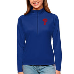 Philadelphia Phillies Antigua Women's Tribute Quarter-Zip Pullover Top - Royal