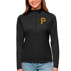 Pittsburgh Pirates Antigua Women's Tribute Quarter-Zip Pullover Top - Black