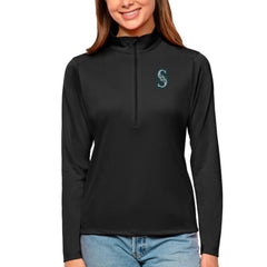 Seattle Mariners Antigua Women's Tribute Quarter-Zip Pullover Top - Black