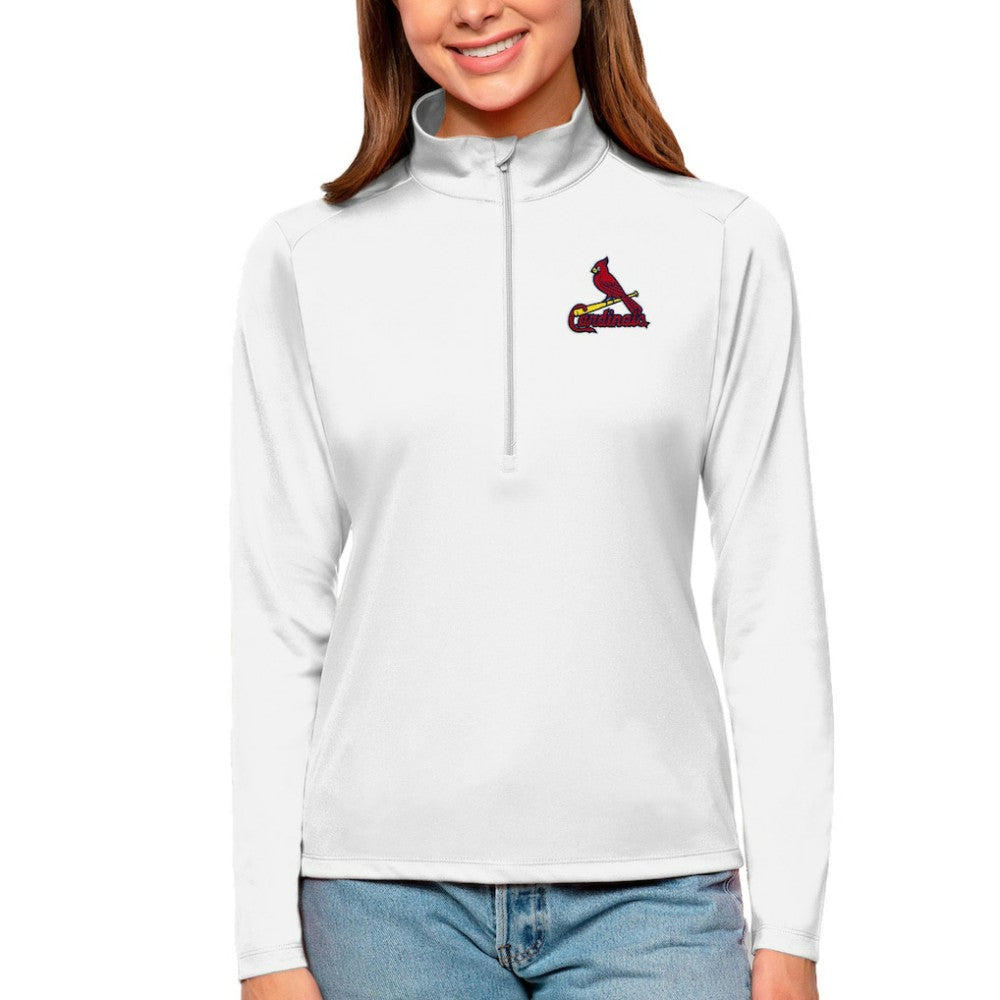 St. Louis Cardinals Antigua Women's Tribute Quarter-Zip Pullover Top - White