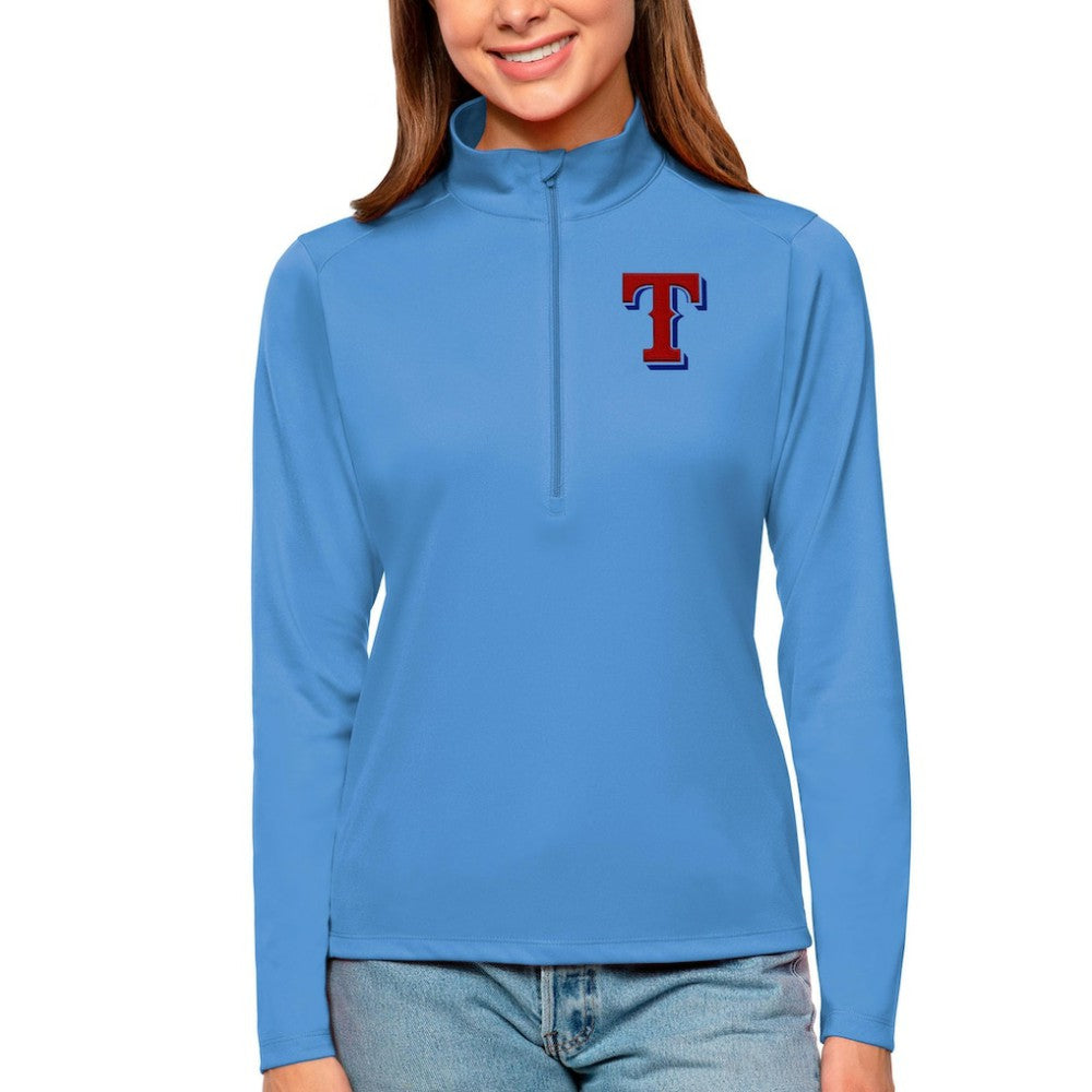 Texas Rangers Antigua Women's Tribute Quarter-Zip Pullover Top - Blue