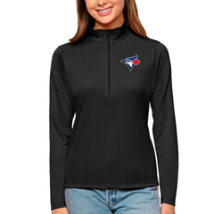 Toronto Blue Jays Antigua Women's Tribute Quarter-Zip Pullover Top - Black