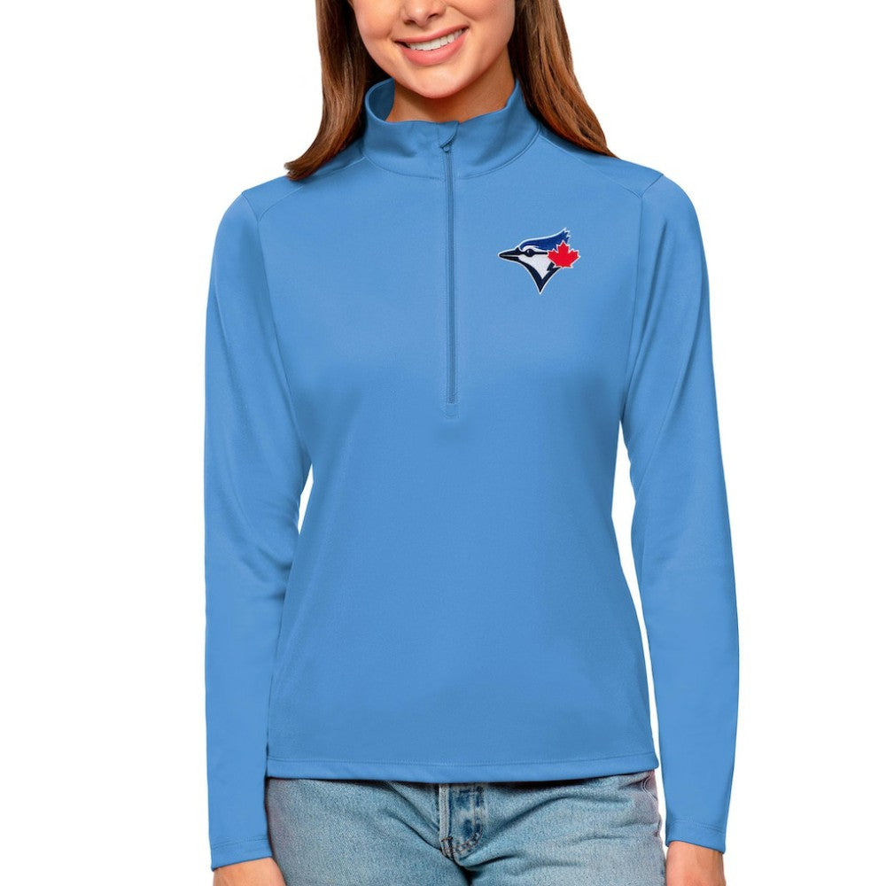 Toronto Blue Jays Antigua Women's Tribute Quarter-Zip Pullover Top - Powder Blue