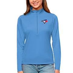 Toronto Blue Jays Antigua Women's Tribute Quarter-Zip Pullover Top - Powder Blue