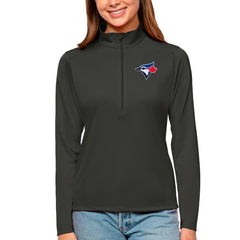 Toronto Blue Jays Antigua Women's Tribute Quarter-Zip Pullover Top - Charcoal