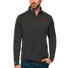Boston Red Sox Antigua Tribute Quarter-Zip Pullover Top - Charcoal