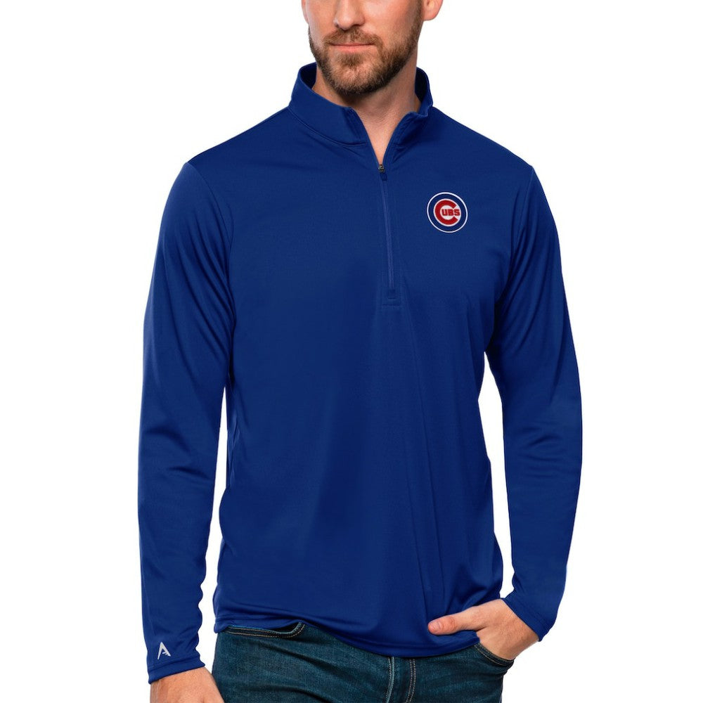 Chicago Cubs Antigua Tribute Quarter-Zip Pullover Top - Royal