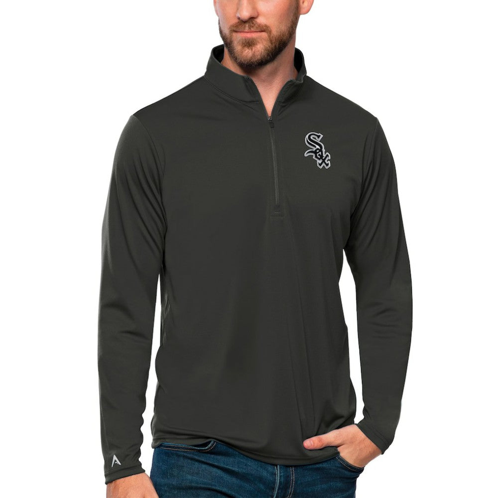 Chicago White Sox Antigua Tribute Quarter-Zip Pullover Top - Charcoal