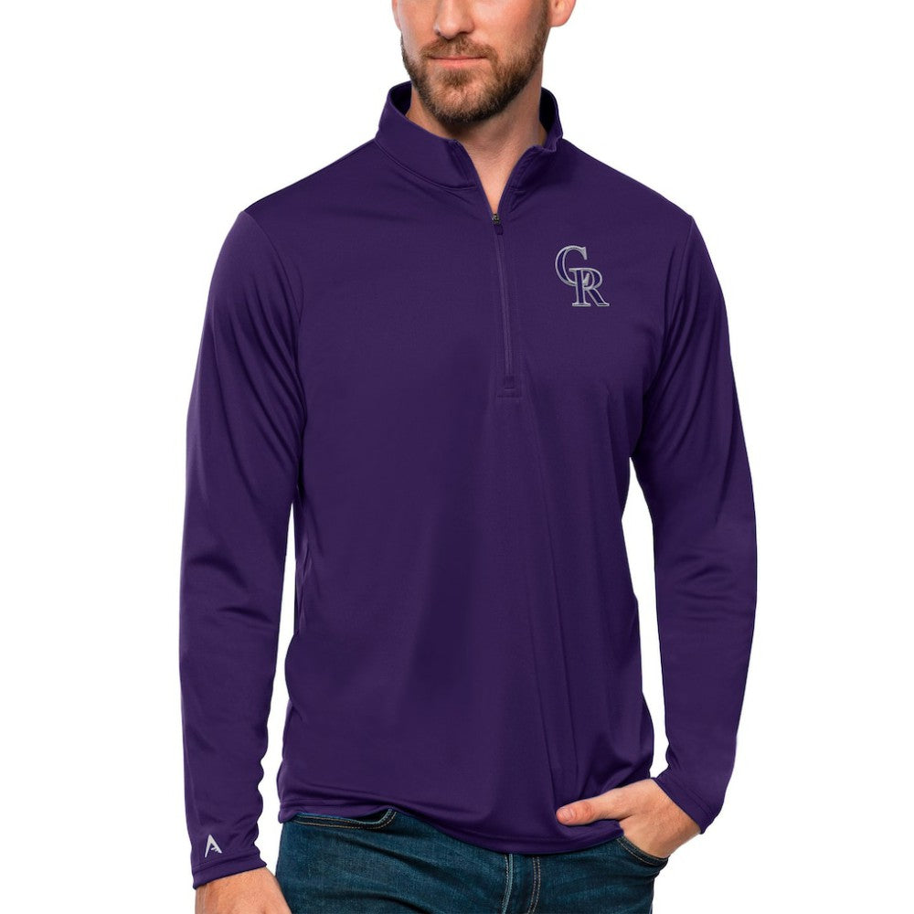 Colorado Rockies Antigua Tribute Quarter-Zip Pullover Top - Purple