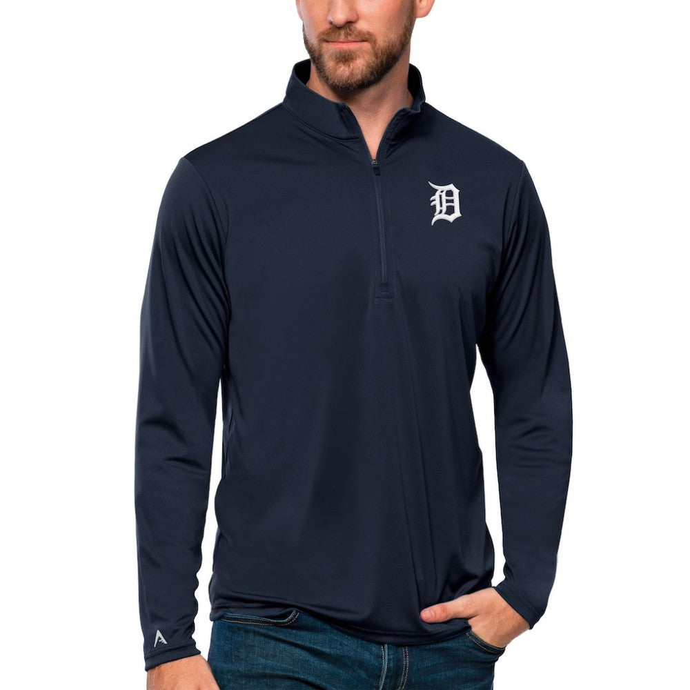 Detroit Tigers Antigua Tribute Quarter-Zip Pullover Top - Navy