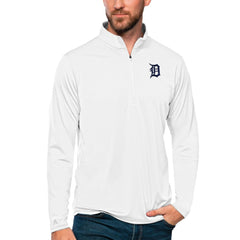 Detroit Tigers Antigua Tribute Quarter-Zip Pullover Top - White