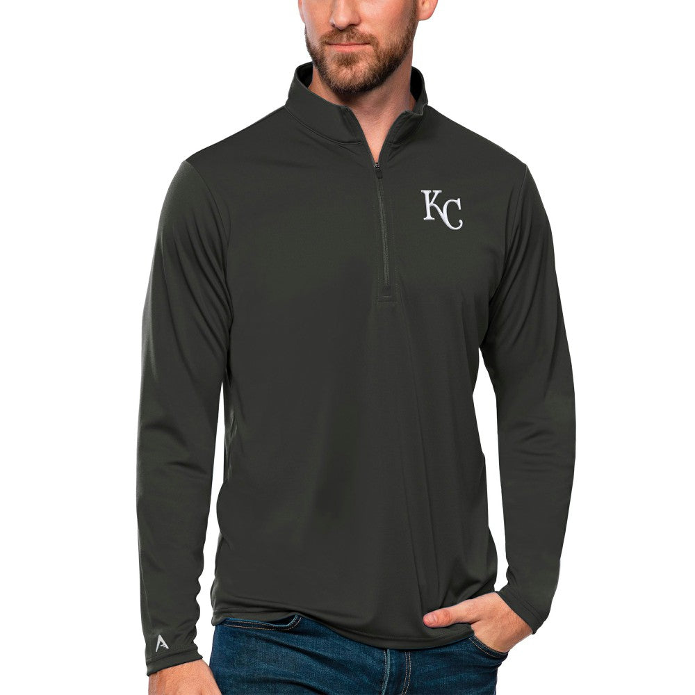 Kansas City Royals Antigua Tribute Quarter-Zip Pullover Top - Charcoal