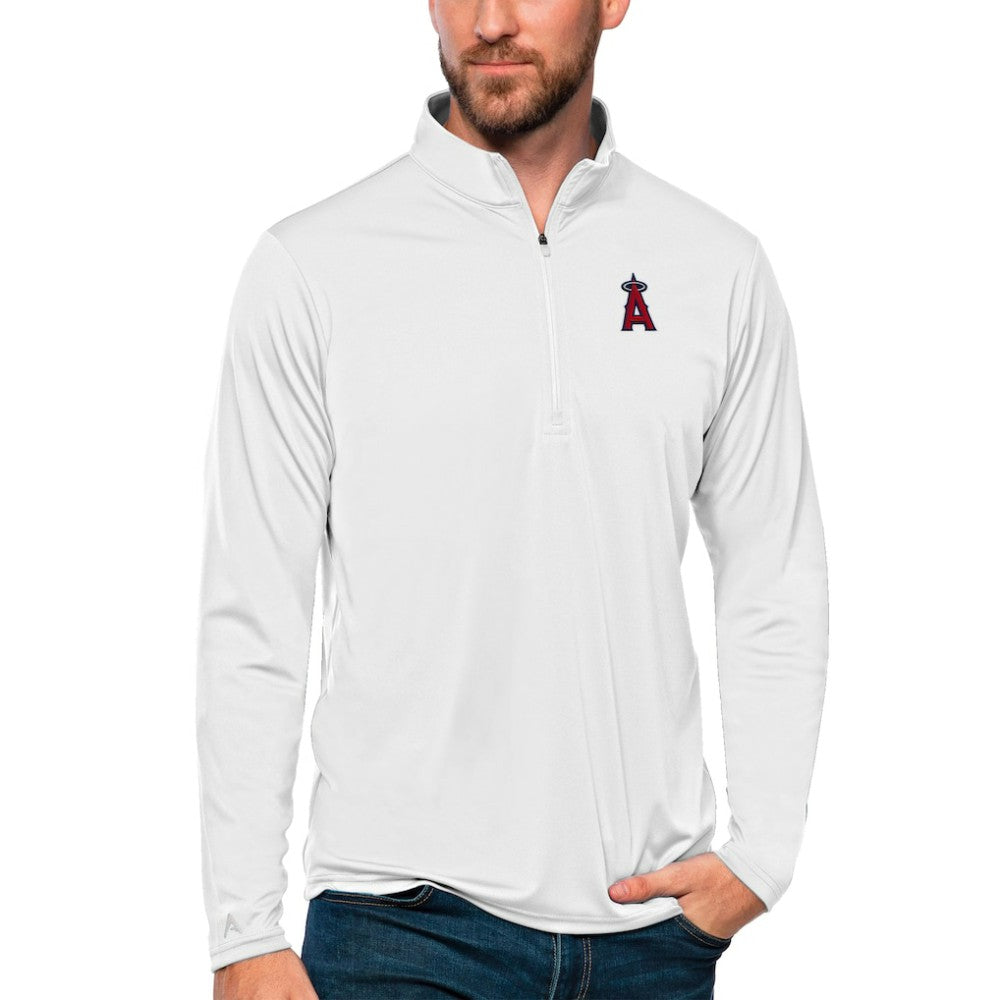 Los Angeles Angels Antigua Tribute Quarter-Zip Pullover Top - White