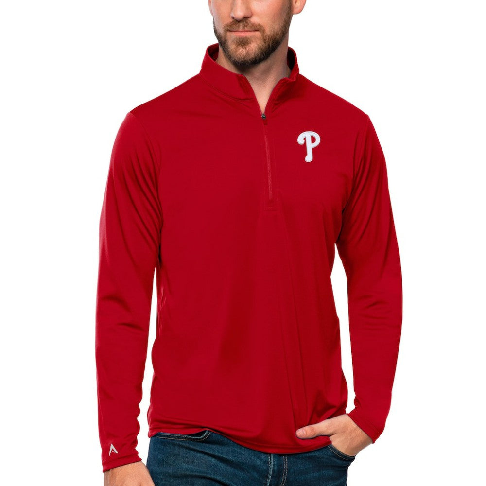 Philadelphia Phillies Antigua Tribute Quarter-Zip Pullover Top - Red