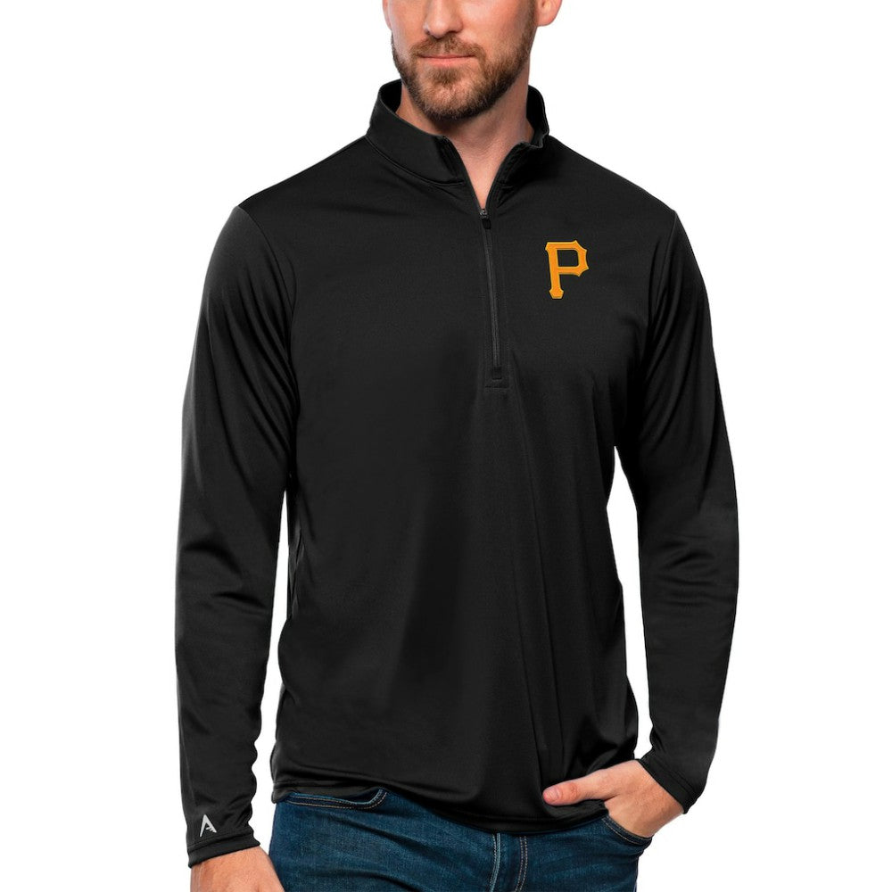Pittsburgh Pirates Antigua Tribute Quarter-Zip Pullover Top - Black
