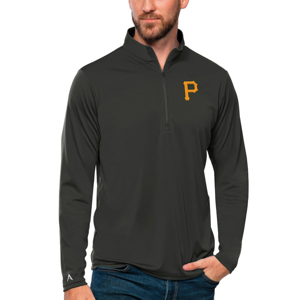 Pittsburgh Pirates Antigua Tribute Quarter-Zip Pullover Top - Charcoal
