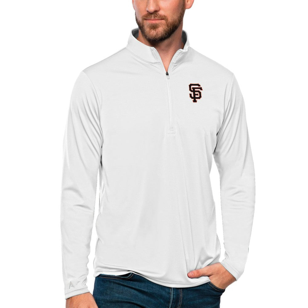 San Francisco Giants Antigua Tribute Quarter-Zip Pullover Top - White