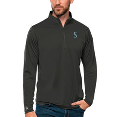 Seattle Mariners Antigua Tribute Quarter-Zip Pullover Top - Charcoal