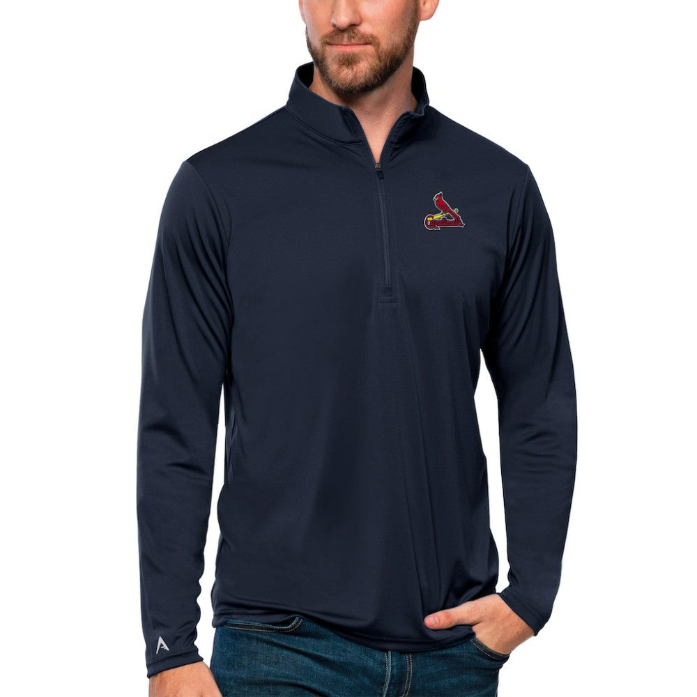 St. Louis Cardinals Antigua Tribute Quarter-Zip Pullover Top - Navy