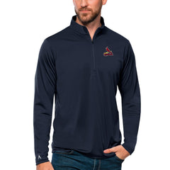 St. Louis Cardinals Antigua Tribute Quarter-Zip Pullover Top - Navy