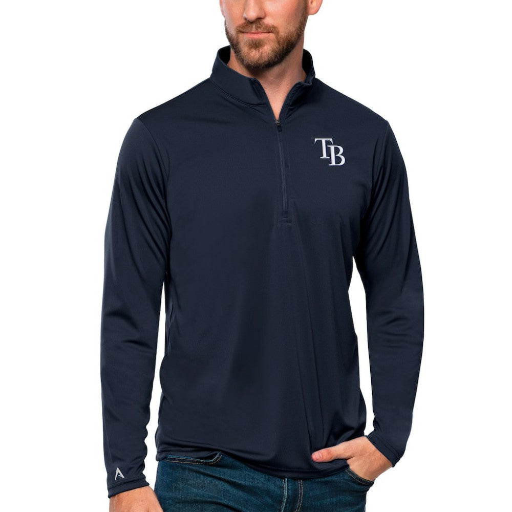 Tampa Bay Rays Antigua Tribute Quarter-Zip Pullover Top - Navy