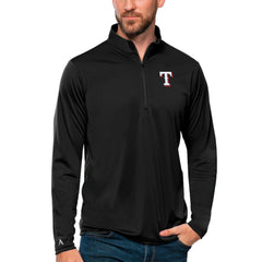 Texas Rangers Antigua Tribute Quarter-Zip Pullover Top - Black