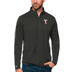 Texas Rangers Antigua Tribute Quarter-Zip Pullover Top - Charcoal