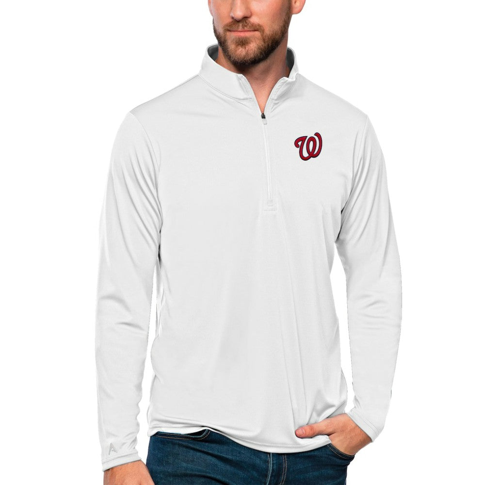 Washington Nationals Antigua Tribute Quarter-Zip Pullover Top - White