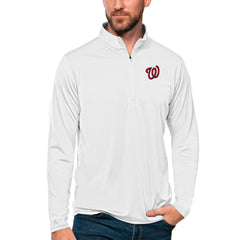 Washington Nationals Antigua Tribute Quarter-Zip Pullover Top - White