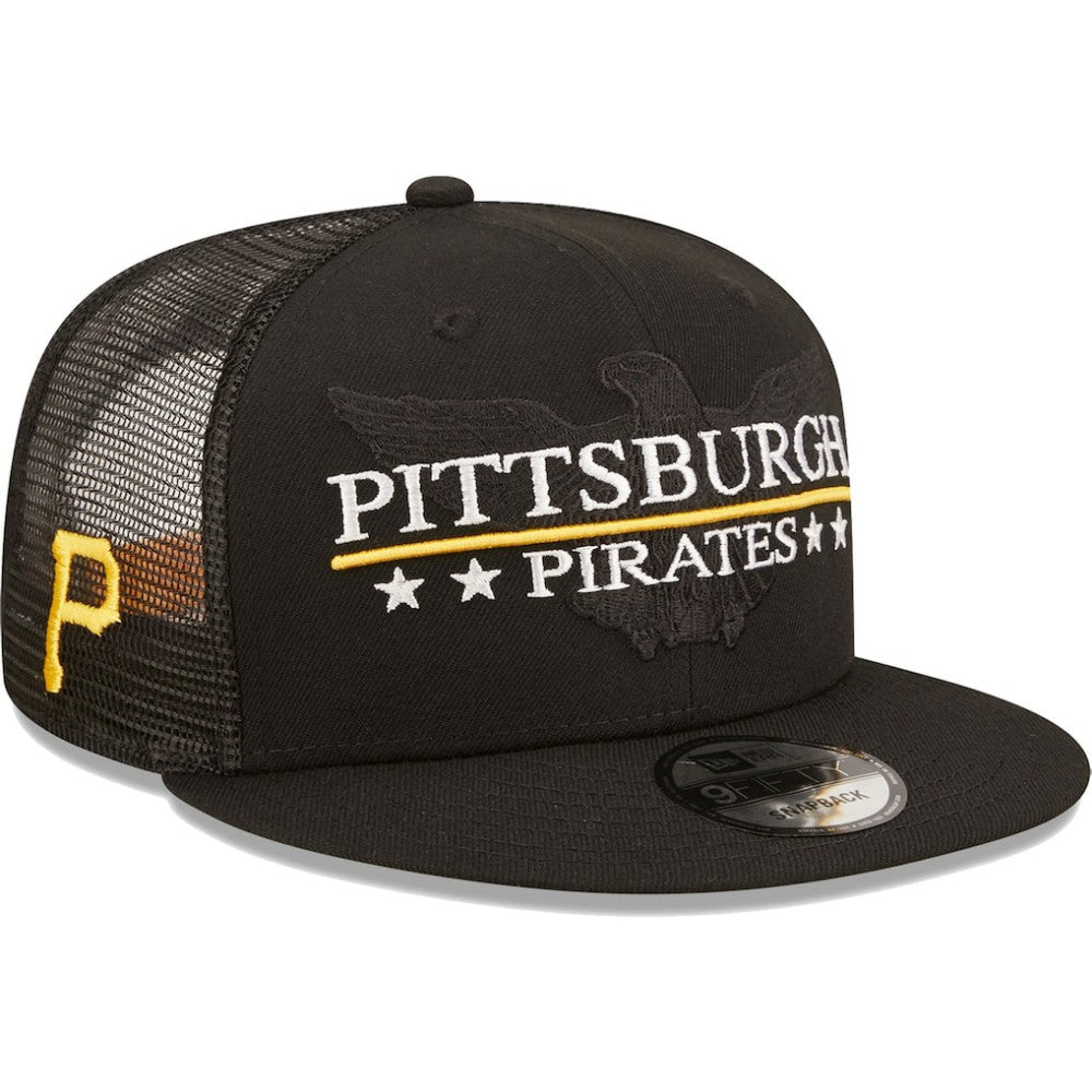 Pittsburgh Pirates Patriot Trucker 9FIFTY Snapback Hat - Black | New Era
