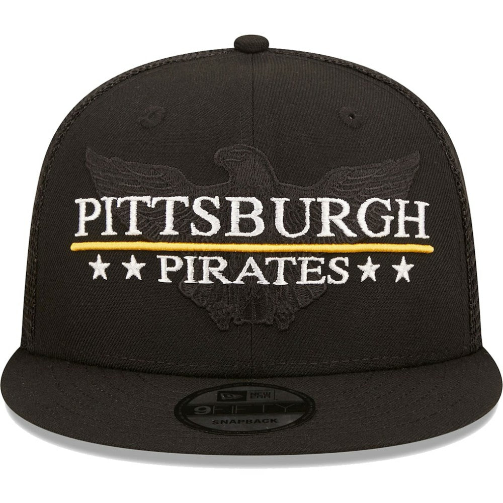 Pittsburgh Pirates Patriot Trucker 9FIFTY Snapback Hat - Black | New Era