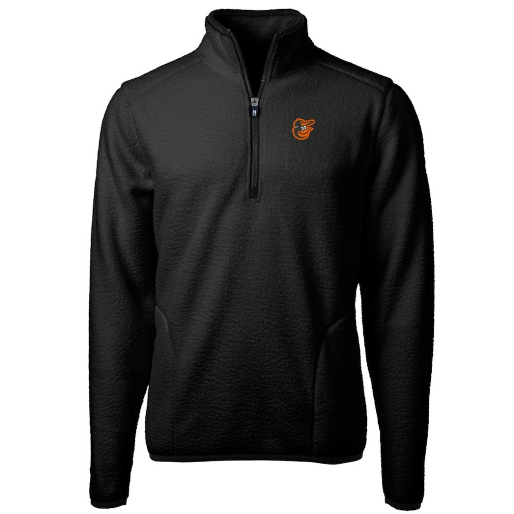 Baltimore Orioles Cutter & Buck Big & Tall Cascade Eco Sherpa Fleece Quarter-Zip Pullover Jacket - Black