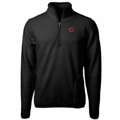 Cincinnati Reds Cutter & Buck Big & Tall Cascade Eco Sherpa Fleece Quarter-Zip Pullover Jacket - Black