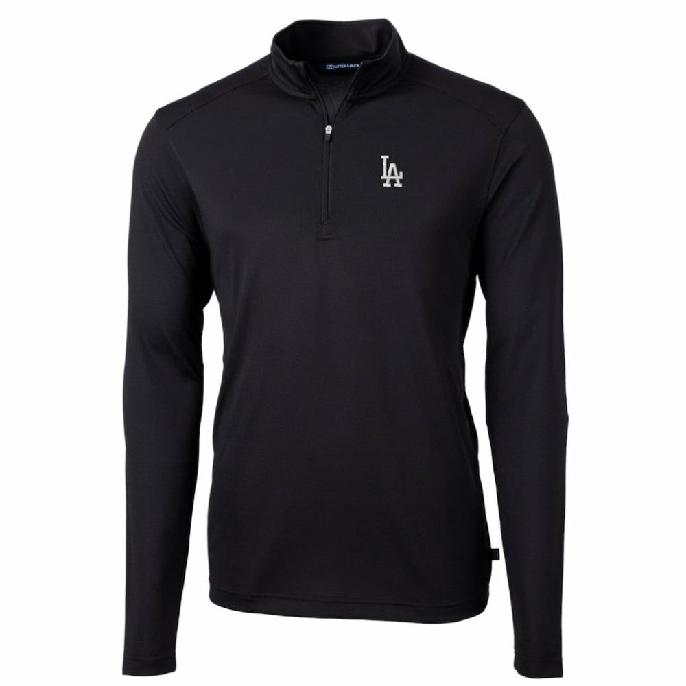 Los Angeles Dodgers Cutter & Buck Big & Tall Virtue Eco Pique Quarter-Zip Pullover Jacket - Black