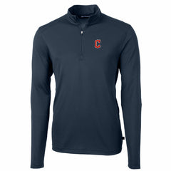 Cleveland Guardians Cutter & Buck Big & Tall Virtue Eco Pique Quarter-Zip Pullover Jacket - Navy
