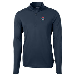 Chicago Cubs Cutter & Buck Big & Tall Virtue Eco Pique Quarter-Zip Pullover Jacket - Navy