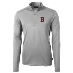 Boston Red Sox Cutter & Buck Big & Tall Virtue Eco Pique Quarter-Zip Pullover Jacket - Gray