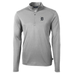 Detroit Tigers Cutter & Buck Big & Tall Virtue Eco Pique Quarter-Zip Pullover Jacket - Gray