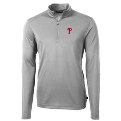 Philadelphia Phillies Cutter & Buck Big & Tall Virtue Eco Pique Quarter-Zip Pullover Jacket - Gray